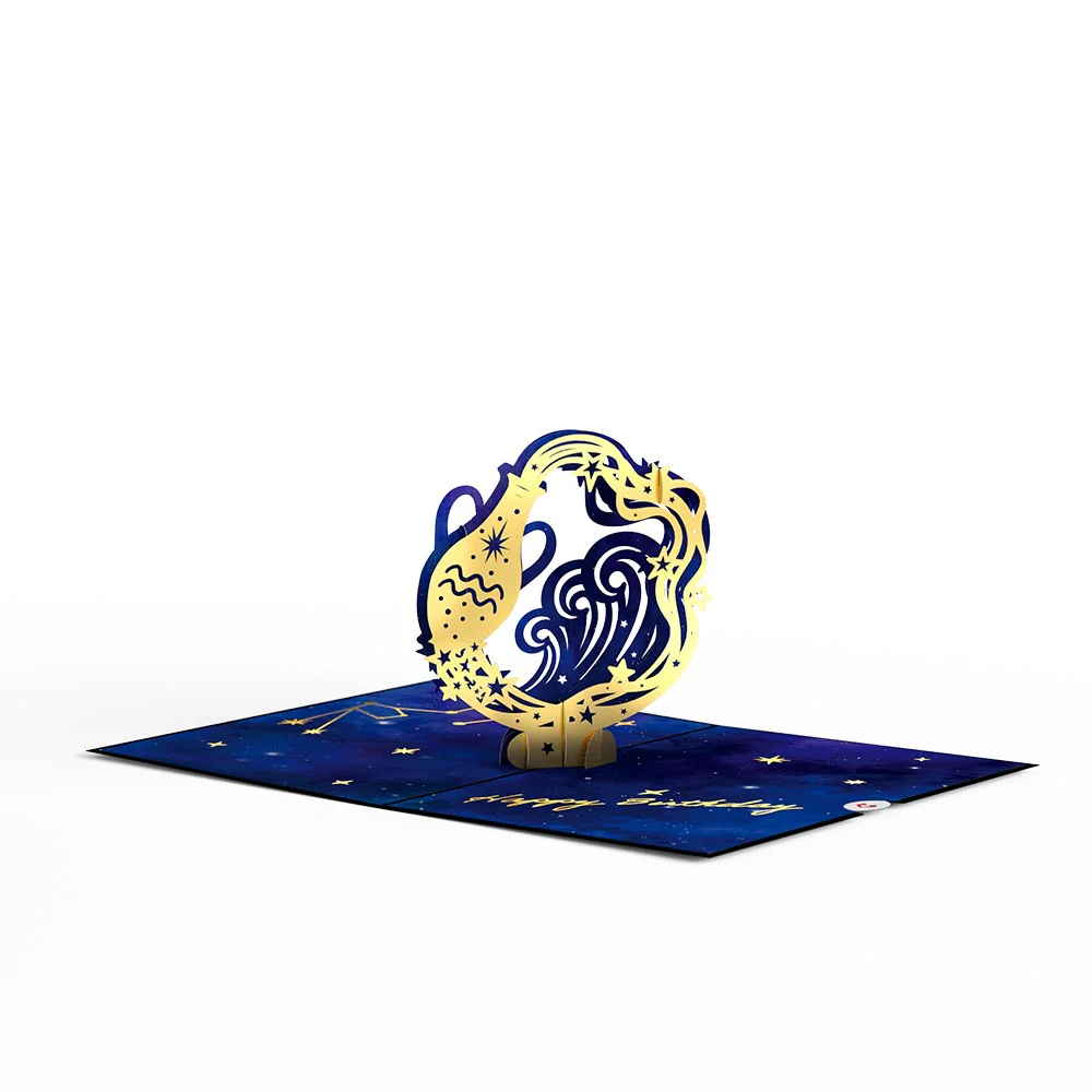 Aquarius Zodiac Birthday Pop-Up Card - Image 3