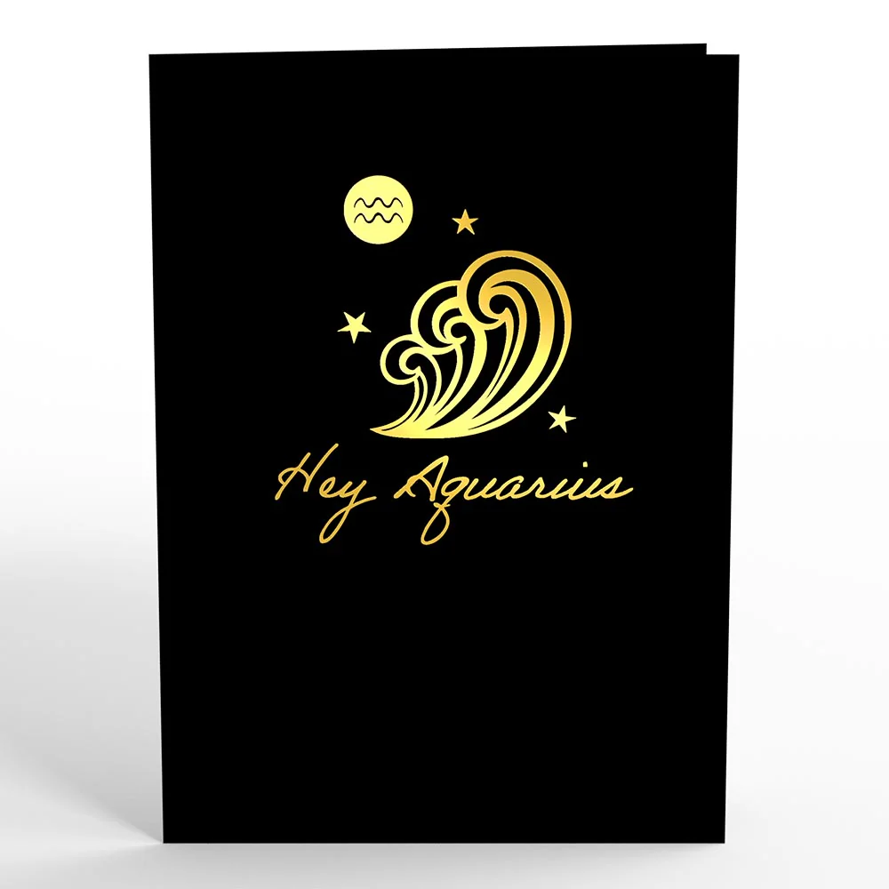 Aquarius Zodiac Birthday Pop-Up Card - Image 4