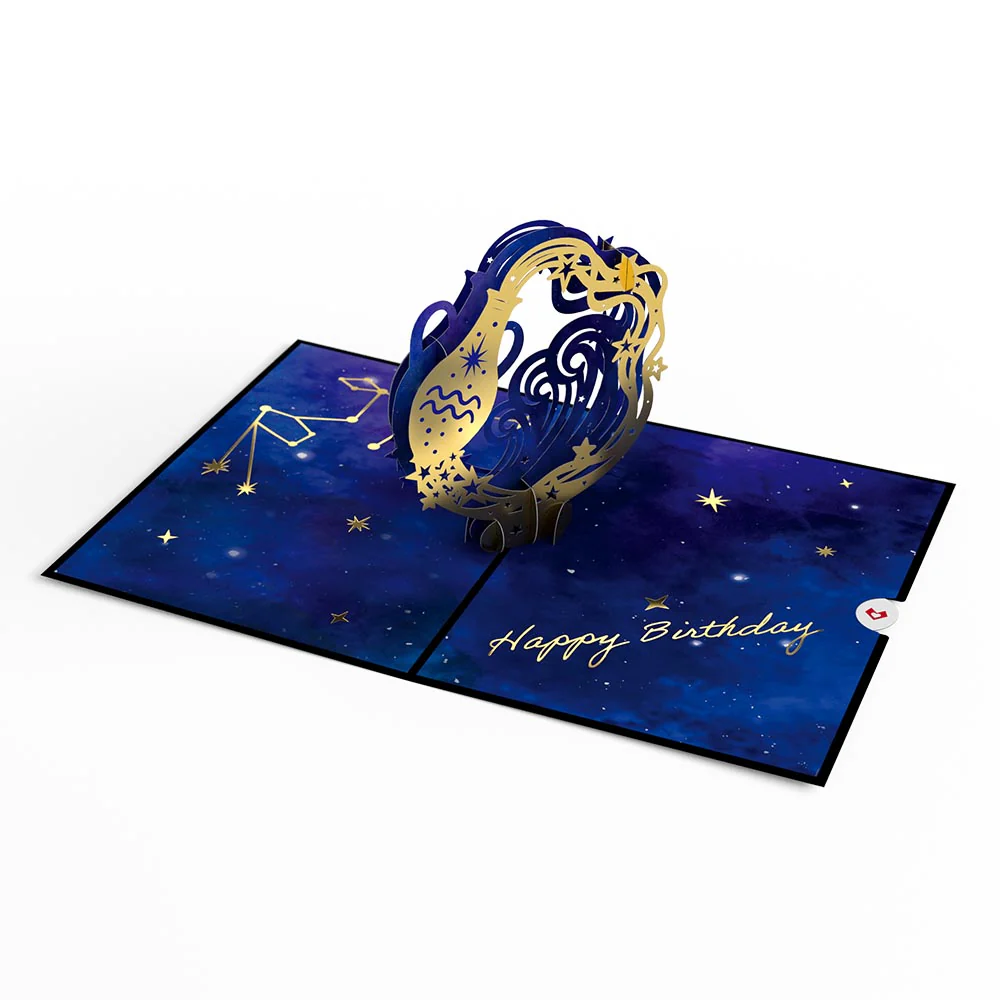 Aquarius Zodiac Birthday Pop-Up Card - Image 5