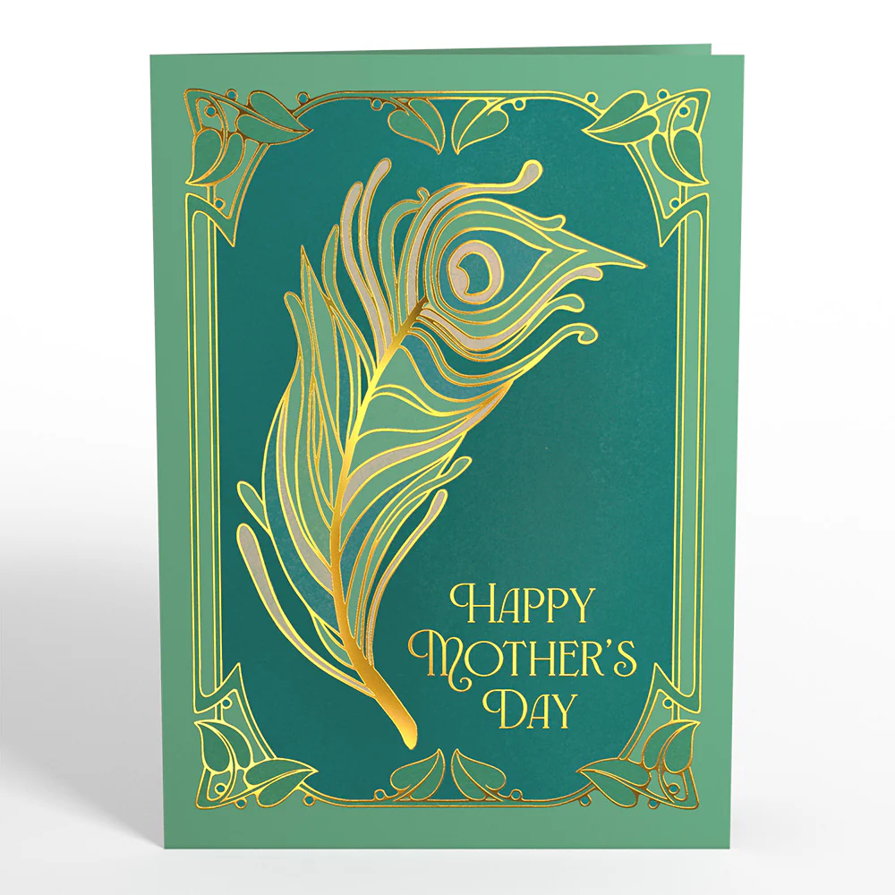 Art Deco Mother's Day Peacock Pop-Up Card - Image 5