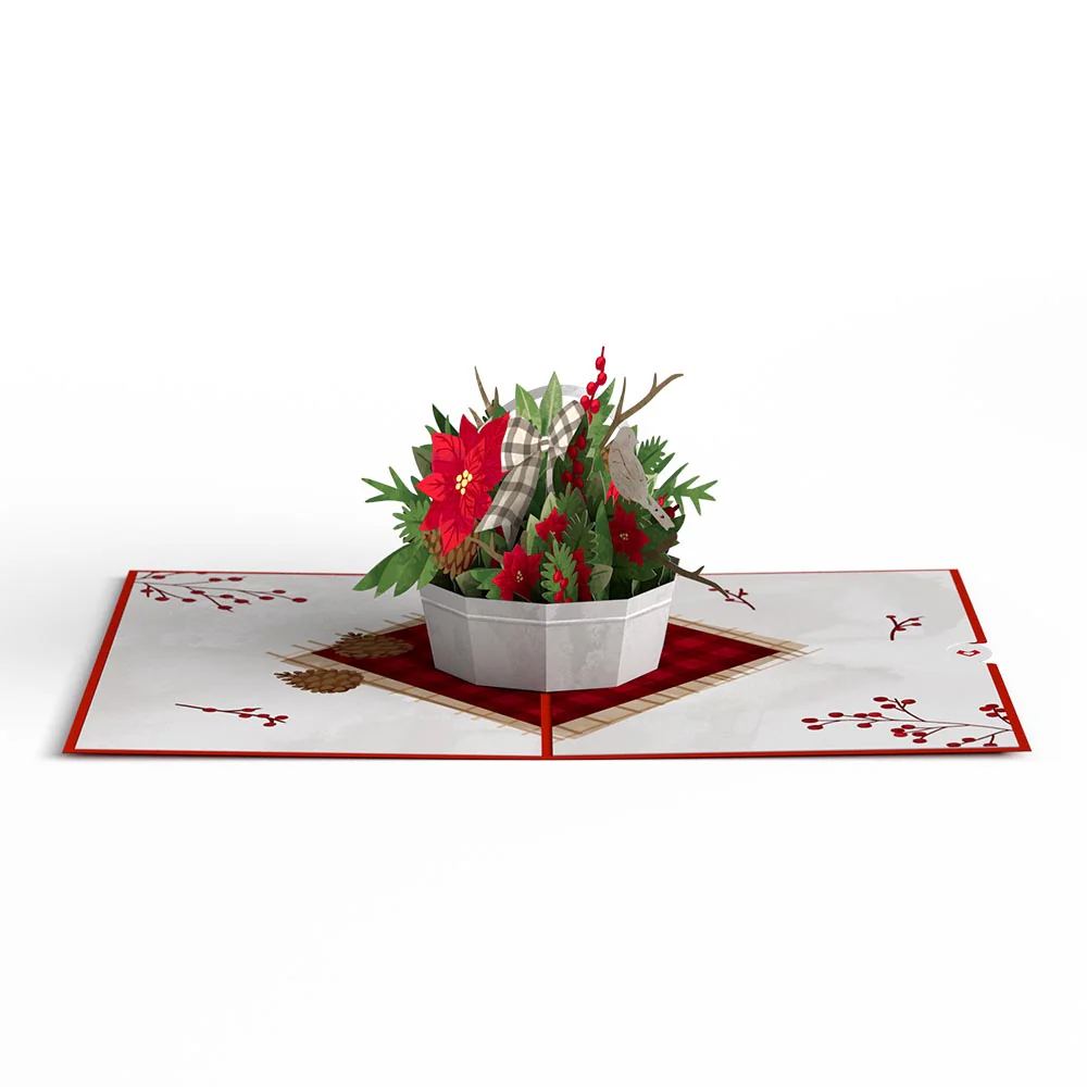 Christmas Flower Basket Pop-Up Card - Image 3