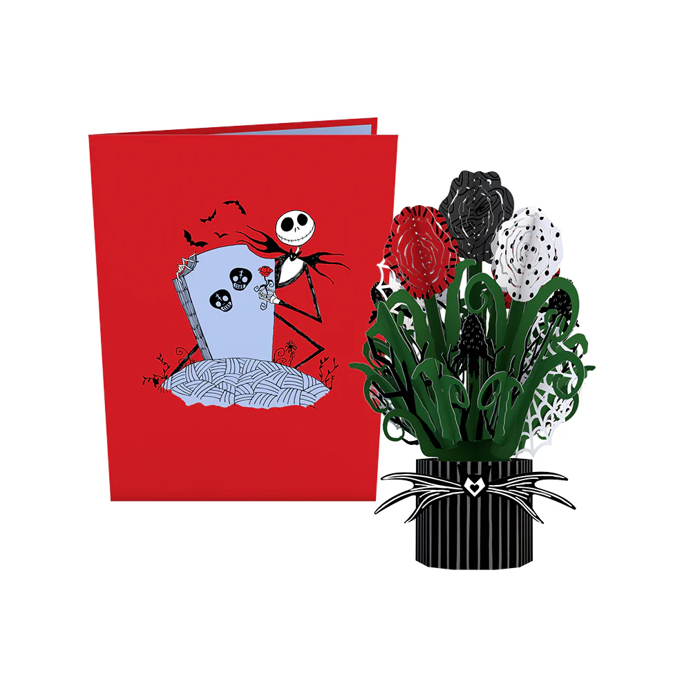 Disney Tim Burton's The Nightmare Before Christmas Card with Mini Bouquet - Image 3