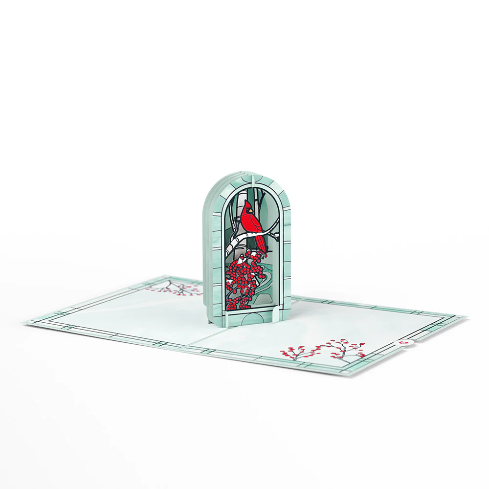 Stained Glass Winter Cardinal Pop-Up Card - Image 3