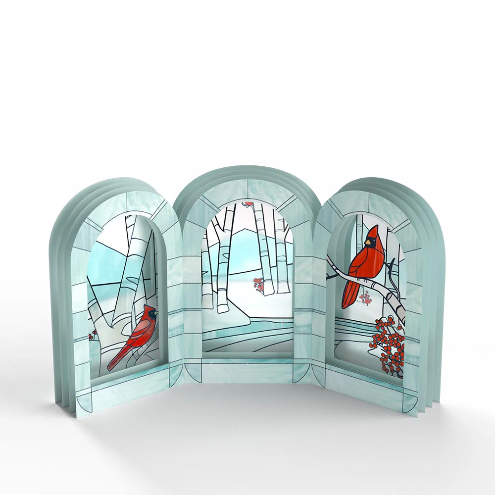 Stained Glass Winter Cardinal Pop-Up Gift - Image 4